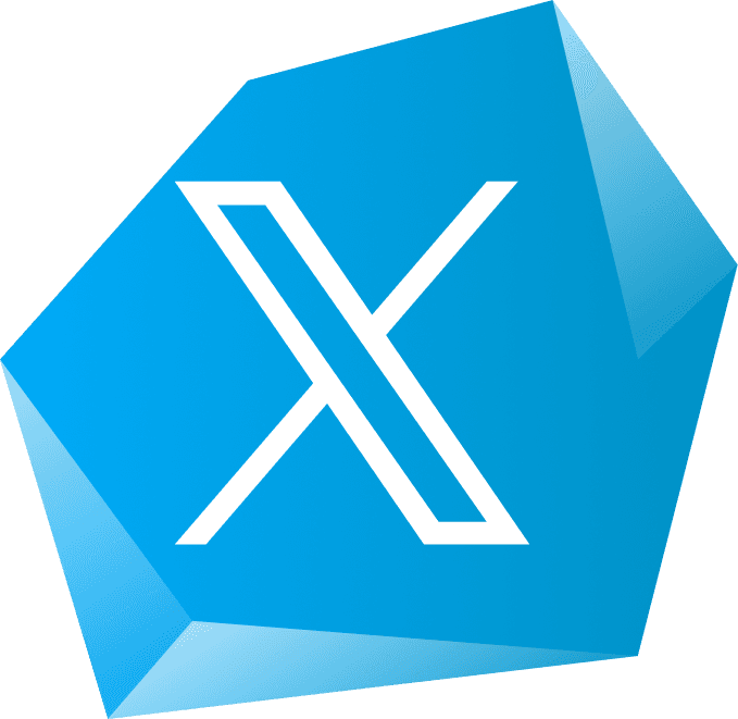 3D Blue Geometric Crystal X Icon PNG
