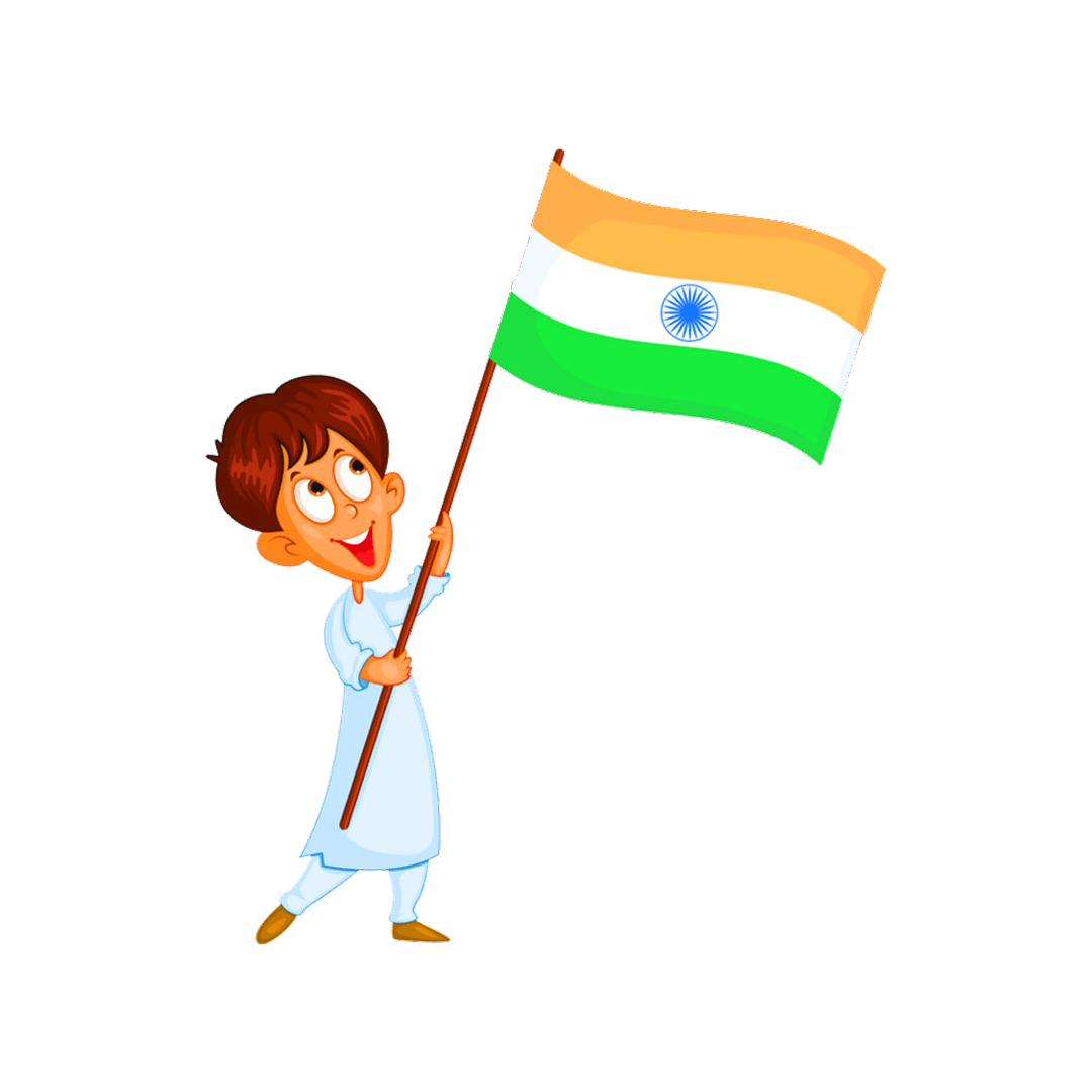 Young Boy Holding Indian National Flag