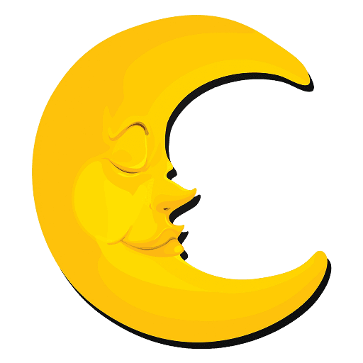 Stylized Crescent Moon Face Illustration PNG
