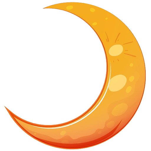 Golden Cartoon Crescent Moon Illustration PNG