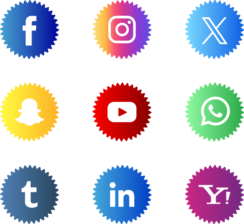 Colorful Starburst Social Icons