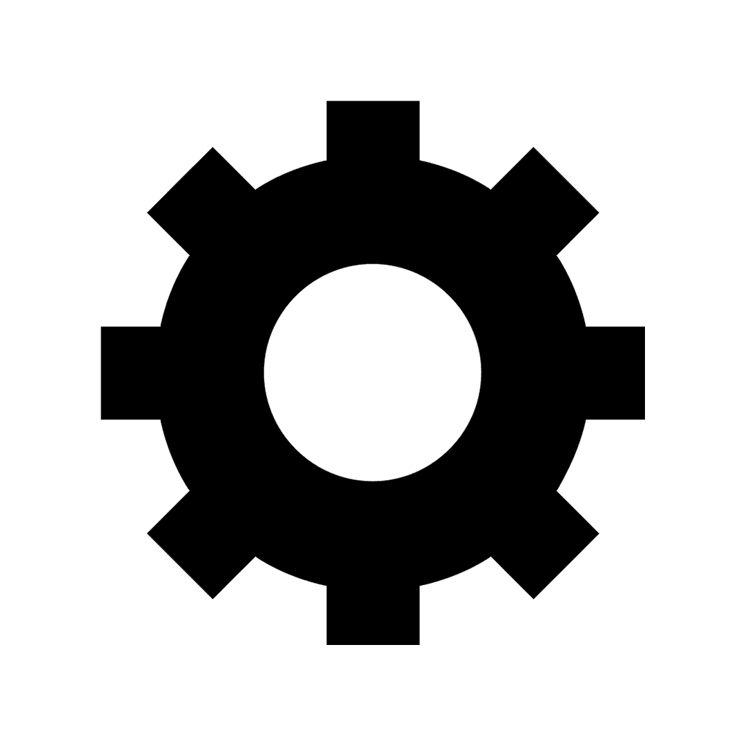 Solid Black Gear Icon PNG