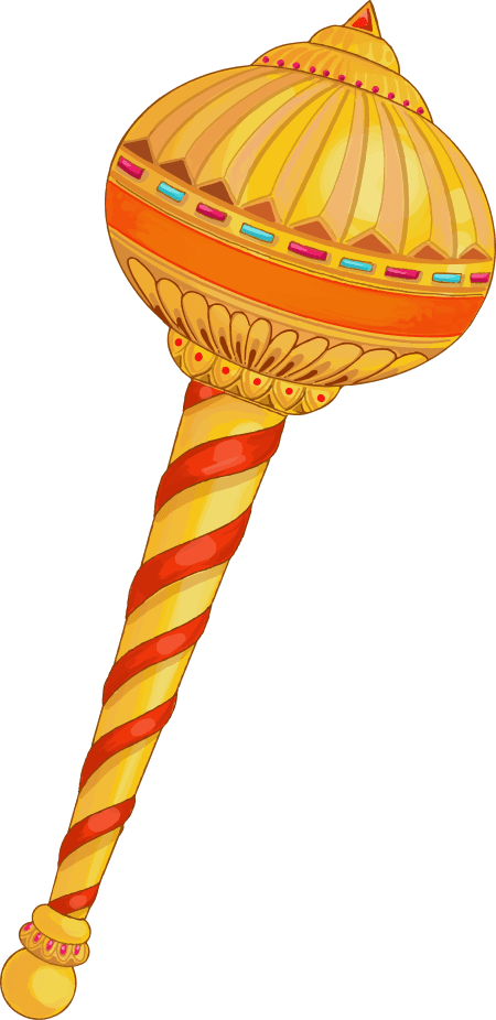 Golden Lord Hanuman Gada PNG