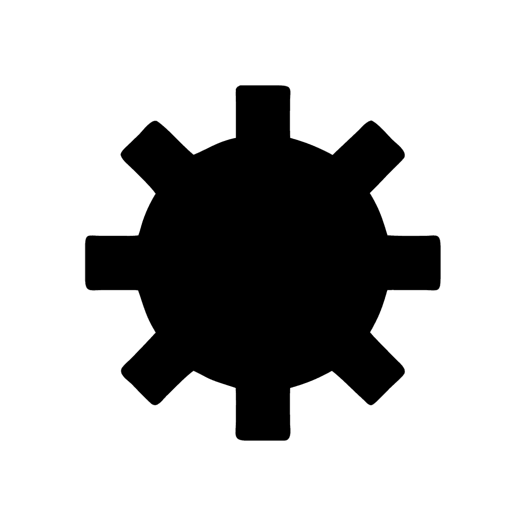 Solid Black Gear Icon with Filled Center PNG