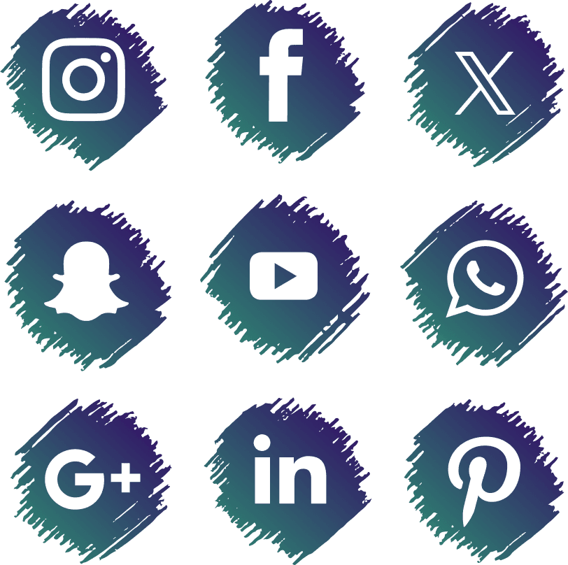 Brush Stroke Social Media Icons Set PNG