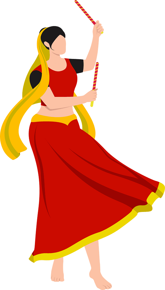 Minimal Dandiya Dance Vector Illustration PNG