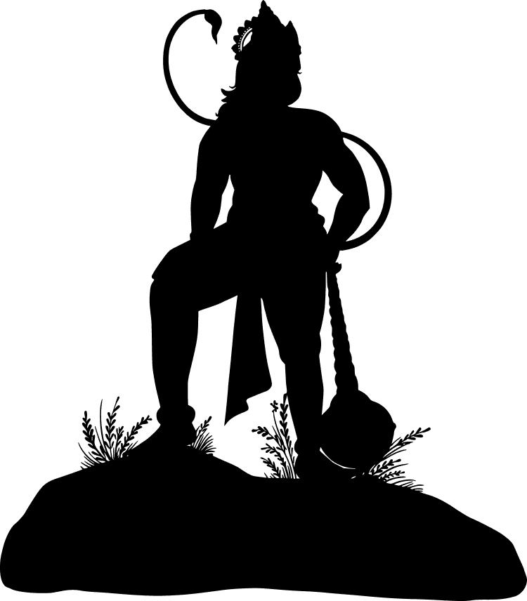 Powerful Bajrang Bali Standing Vector with Gada PNG