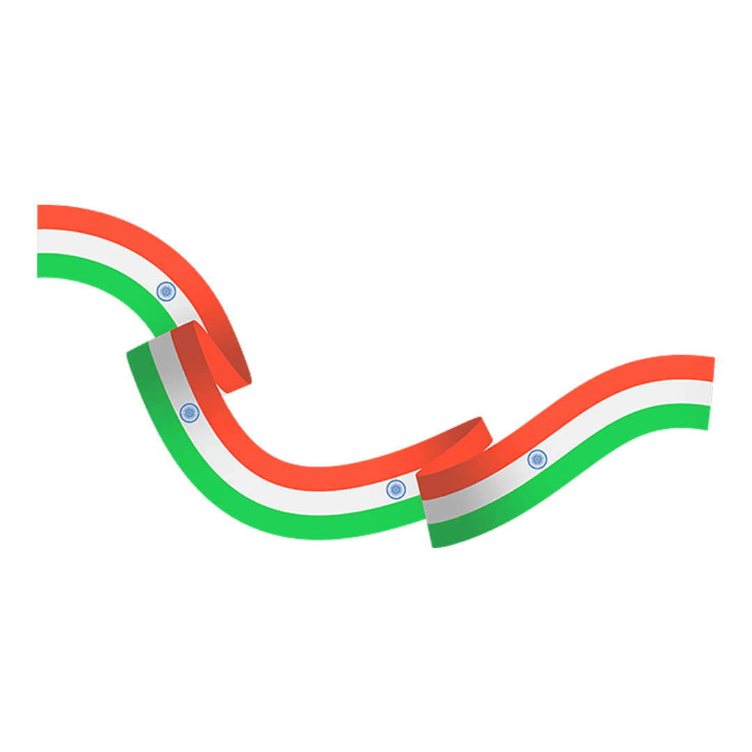 Wavy Indian National Flag Ribbon Illustration