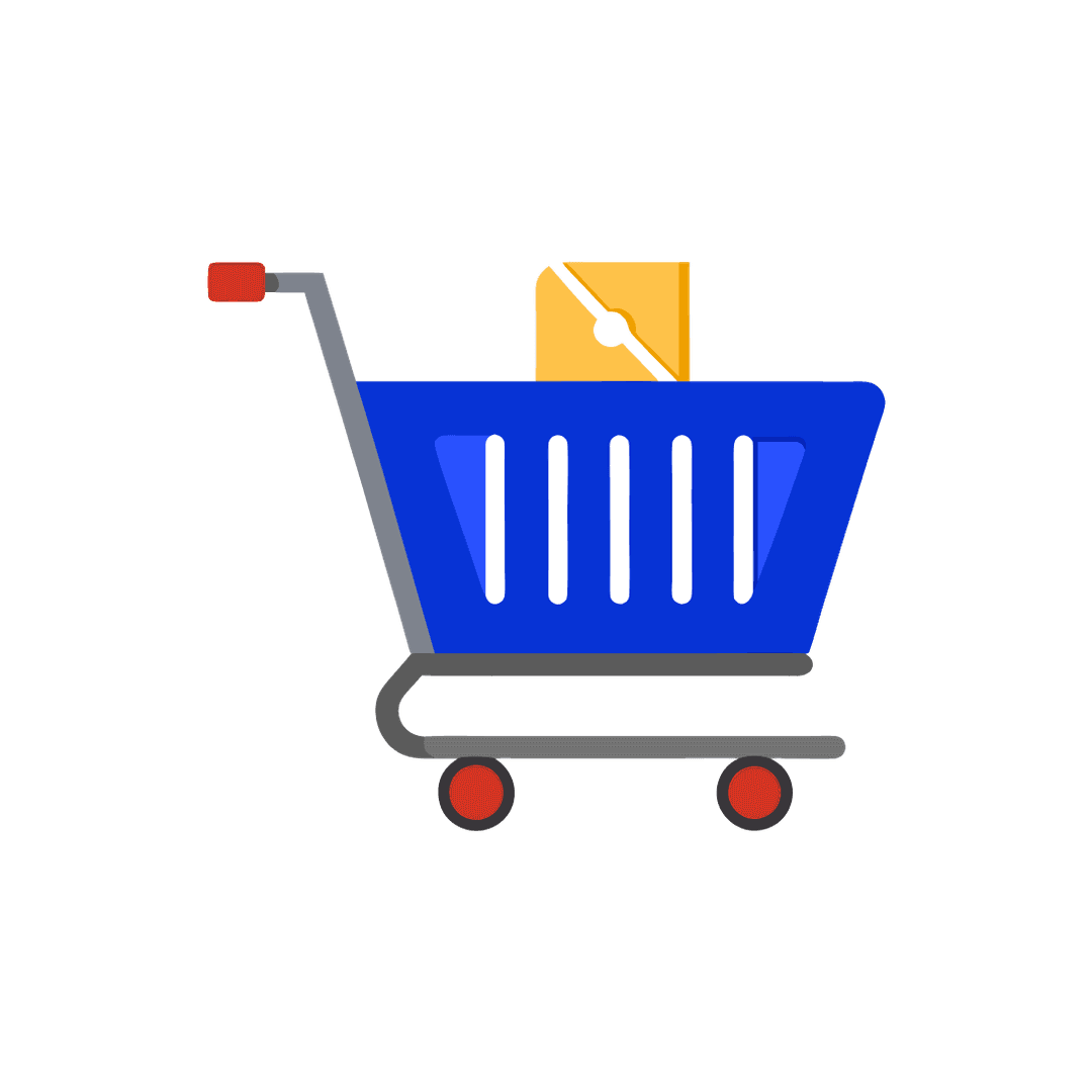 Blue Shopping Cart with Package Icon
