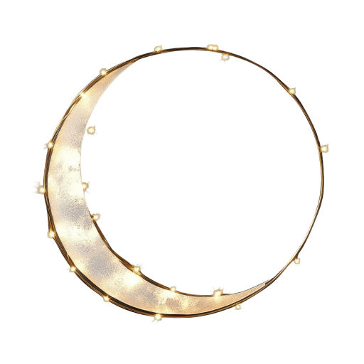 Decorative Moon Frame with Fairy Lights PNG