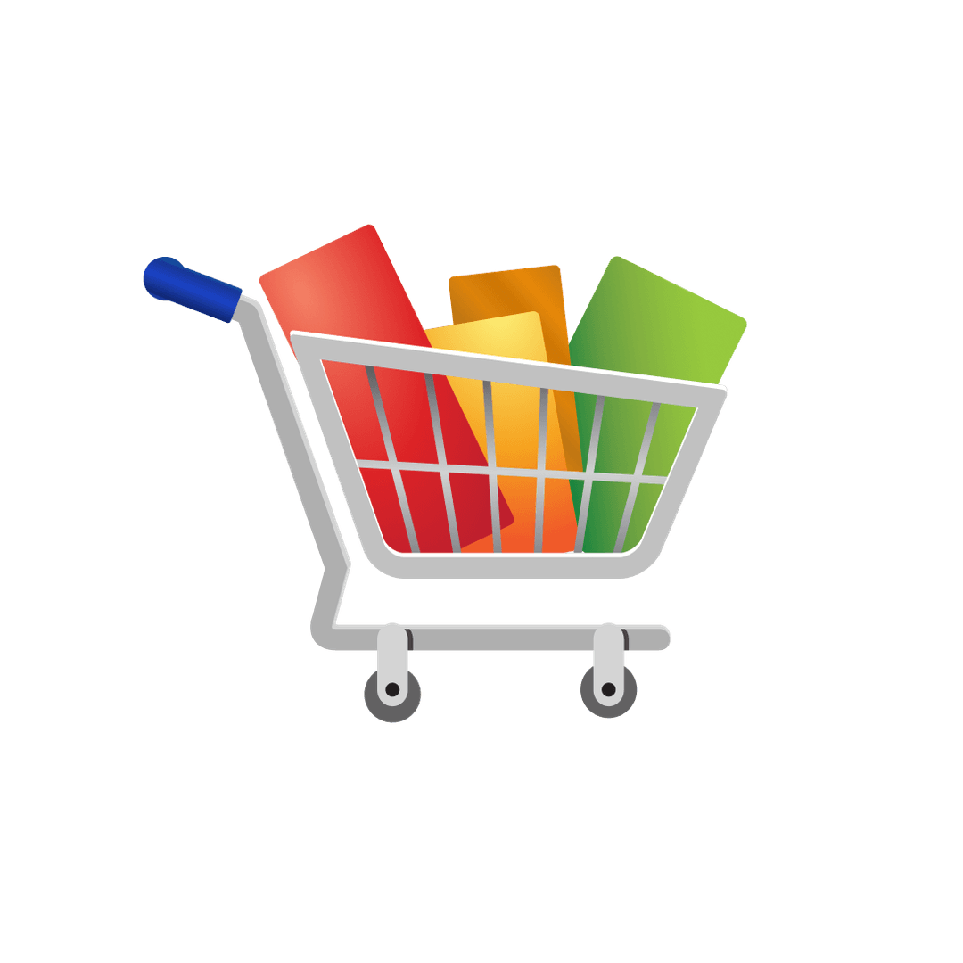 Colorful Loaded Shopping Cart Illustration
