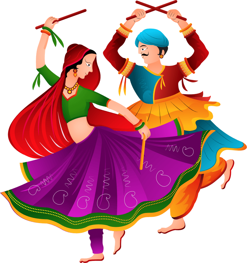 Gujarati Folk Dance Couple PNG