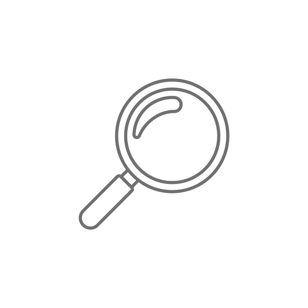Grey Outline Magnifying Glass Icon PNG