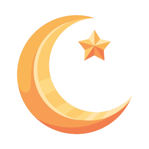 Orange Gold Gradient Crescent Moon and Star PNG
