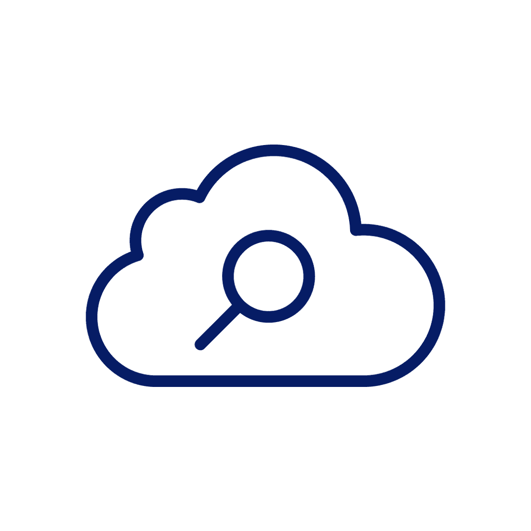 Blue Outline Cloud Search Icon PNG