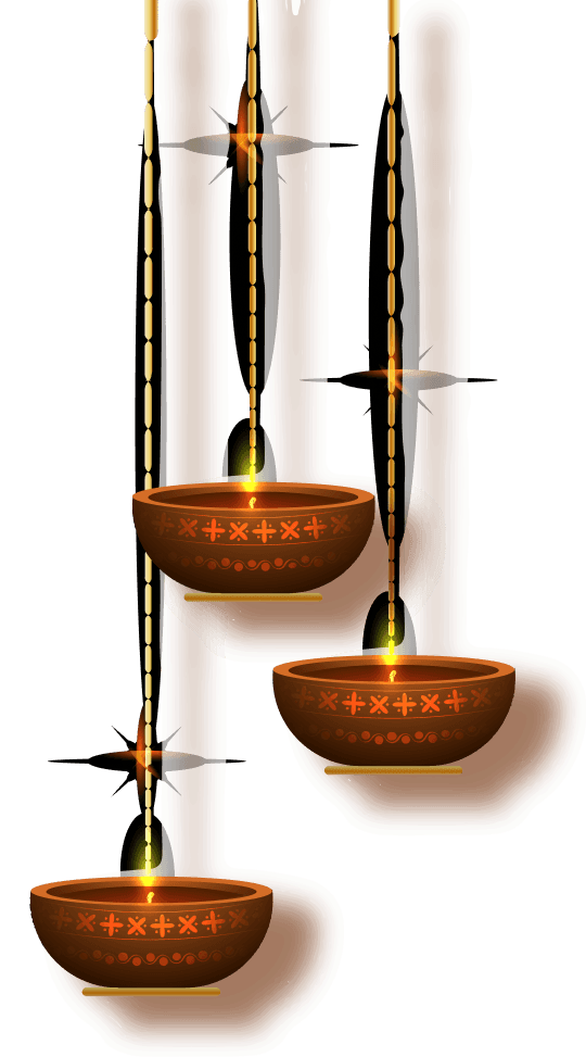 Hanging Terracotta Diya Lamps PNG