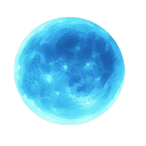 Blue Full Moon Illustration PNG
