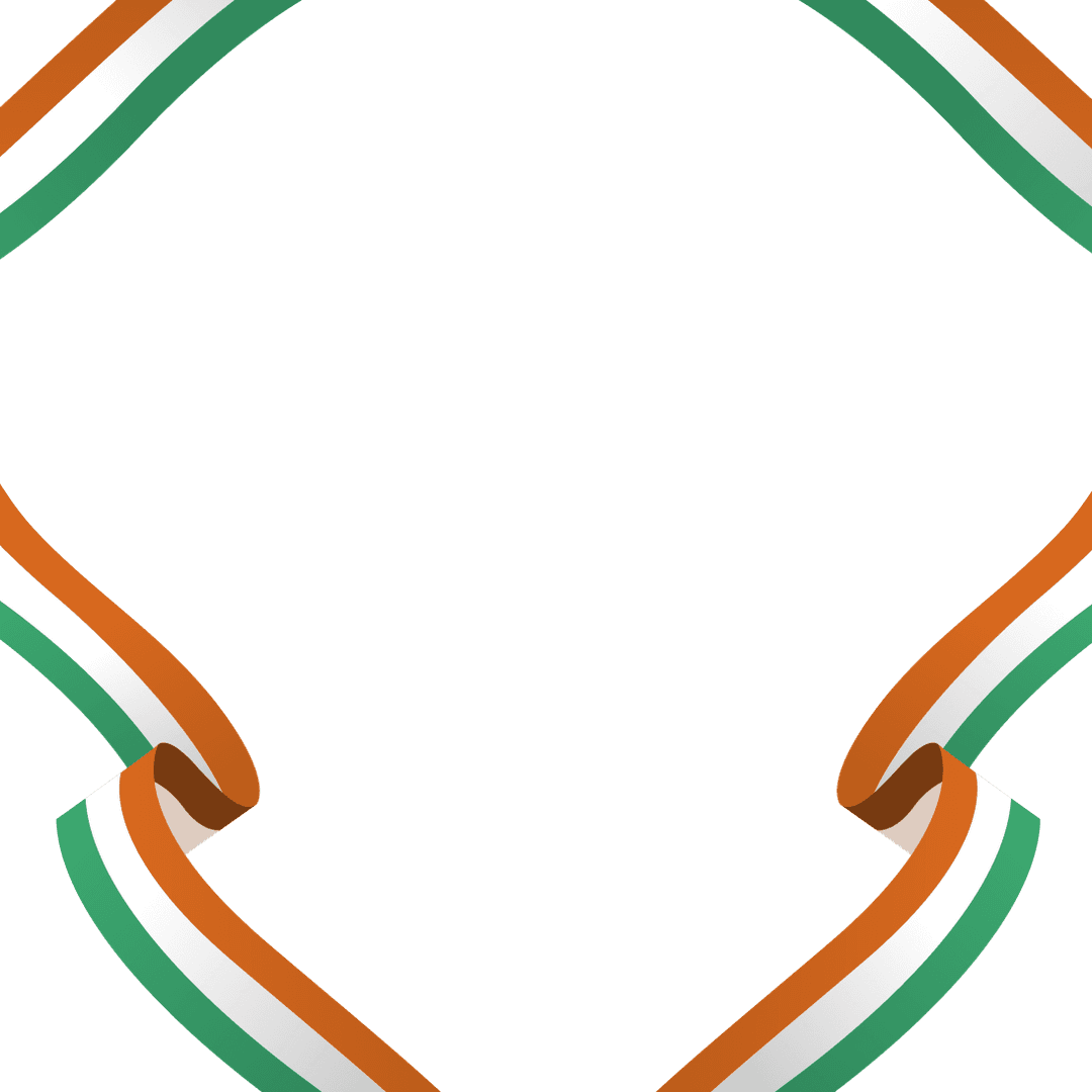 Patriotic Indian Tricolor Corner Ribbon Borders