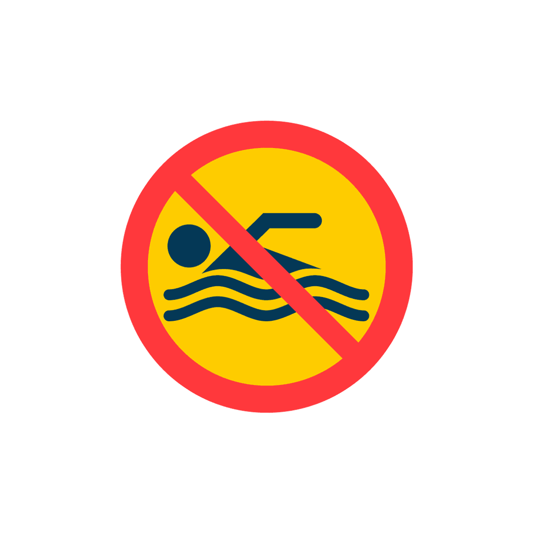 No Swimming Prohibition Sign Icon Illustration