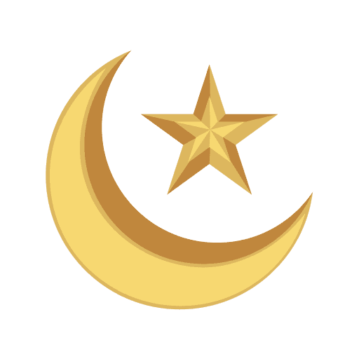 Gold Islamic Crescent Moon and Star Vector PNG