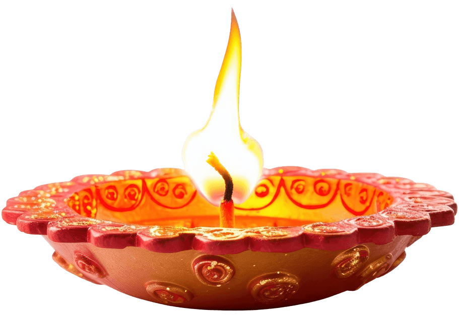 Realistic Hand-Painted Diya Lamp PNG