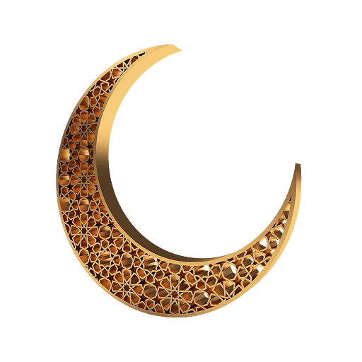 Decorative Golden Crescent Moon Islamic Pattern PNG