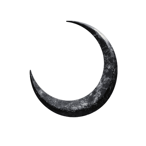 Dark Metallic Crescent Moon PNG