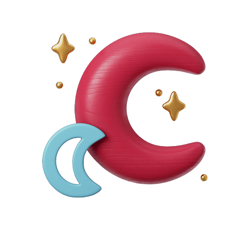 Creative 3D Multicolor Moon and Stars PNG