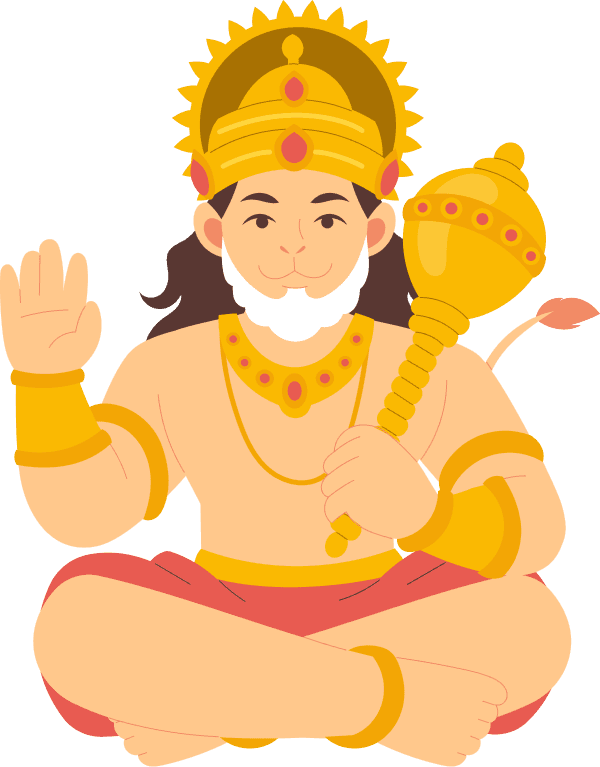 Sitting Lord Hanuman Flat Illustration PNG