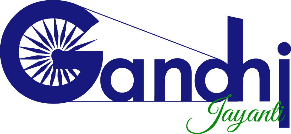 Gandhi Jayanti Calligraphy with Spinning Wheel Symbol