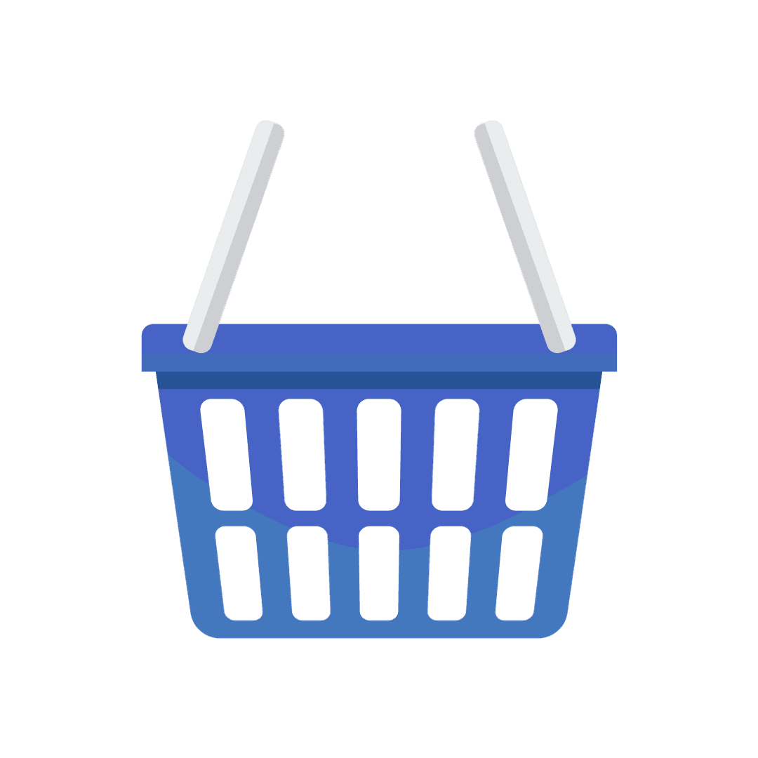 Blue Supermarket Hand Basket Icon