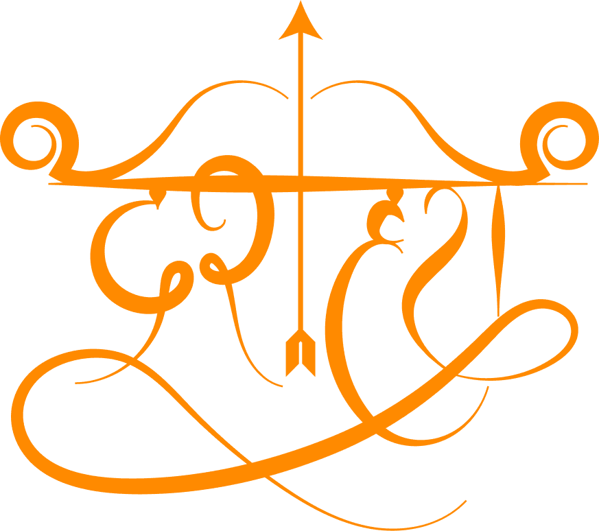 Orange Dussehra Devanagari Bow Design PNG