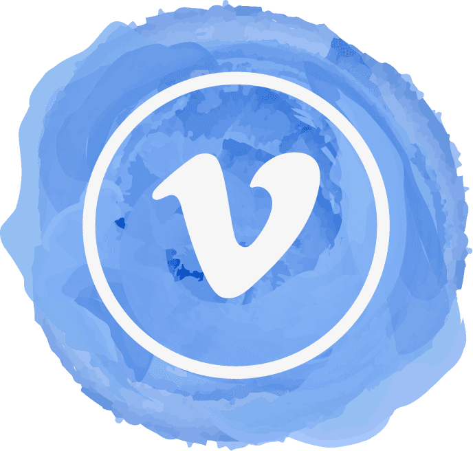 Blue Watercolor Circle Vimeo Icon PNG
