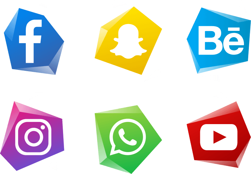 3D Prism Social Media Icons PNG