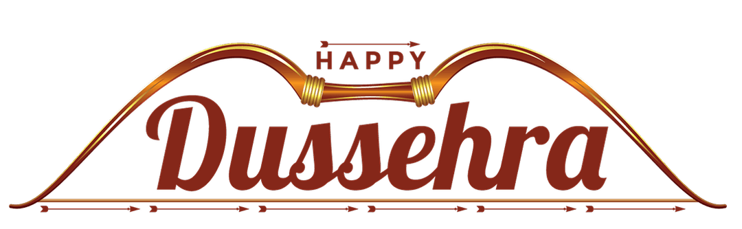 Golden Bow Happy Dussehra Banner PNG