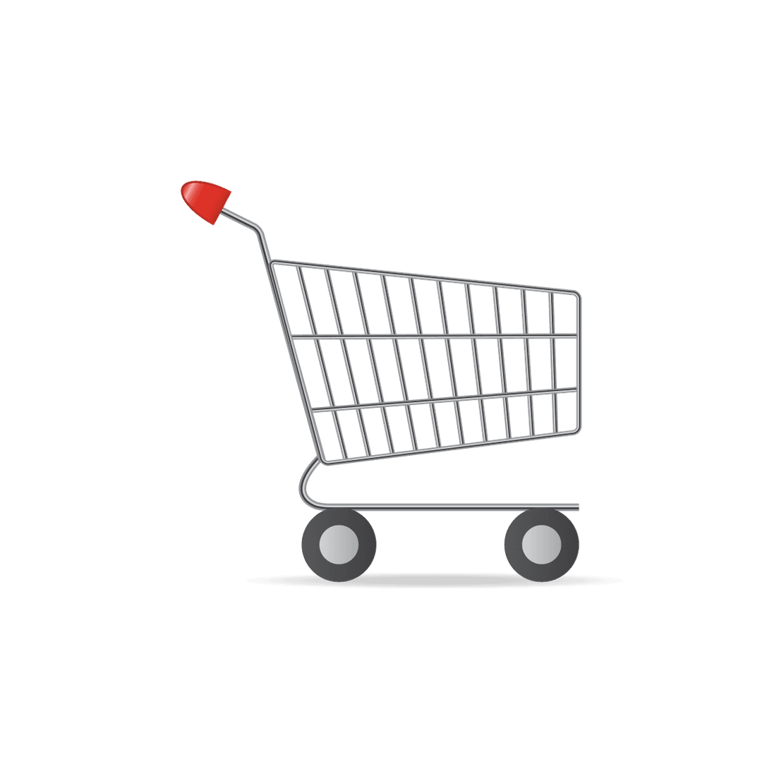 Realistic Silver Wireframe Shopping Cart