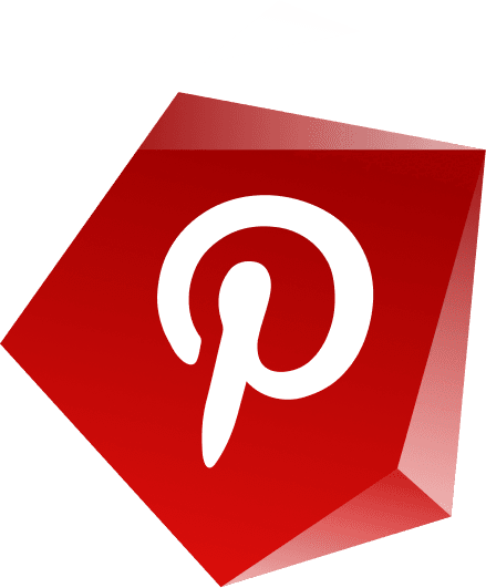 3D Red Geometric Crystal Pinterest Icon PNG