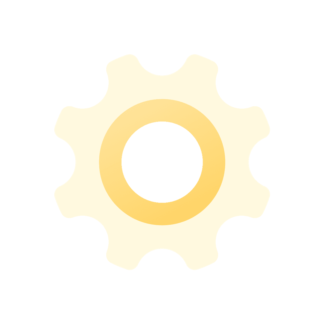 Soft Cream and Yellow Gear Icon PNG