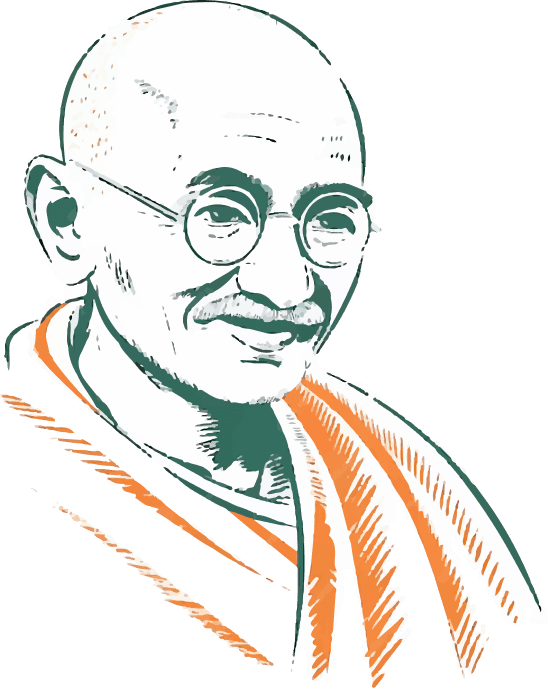 Saffron & Green Gandhi Portrait Sketch